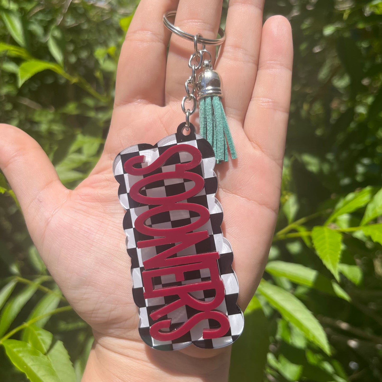 Checkered Print Mascot Acrylic Keychain