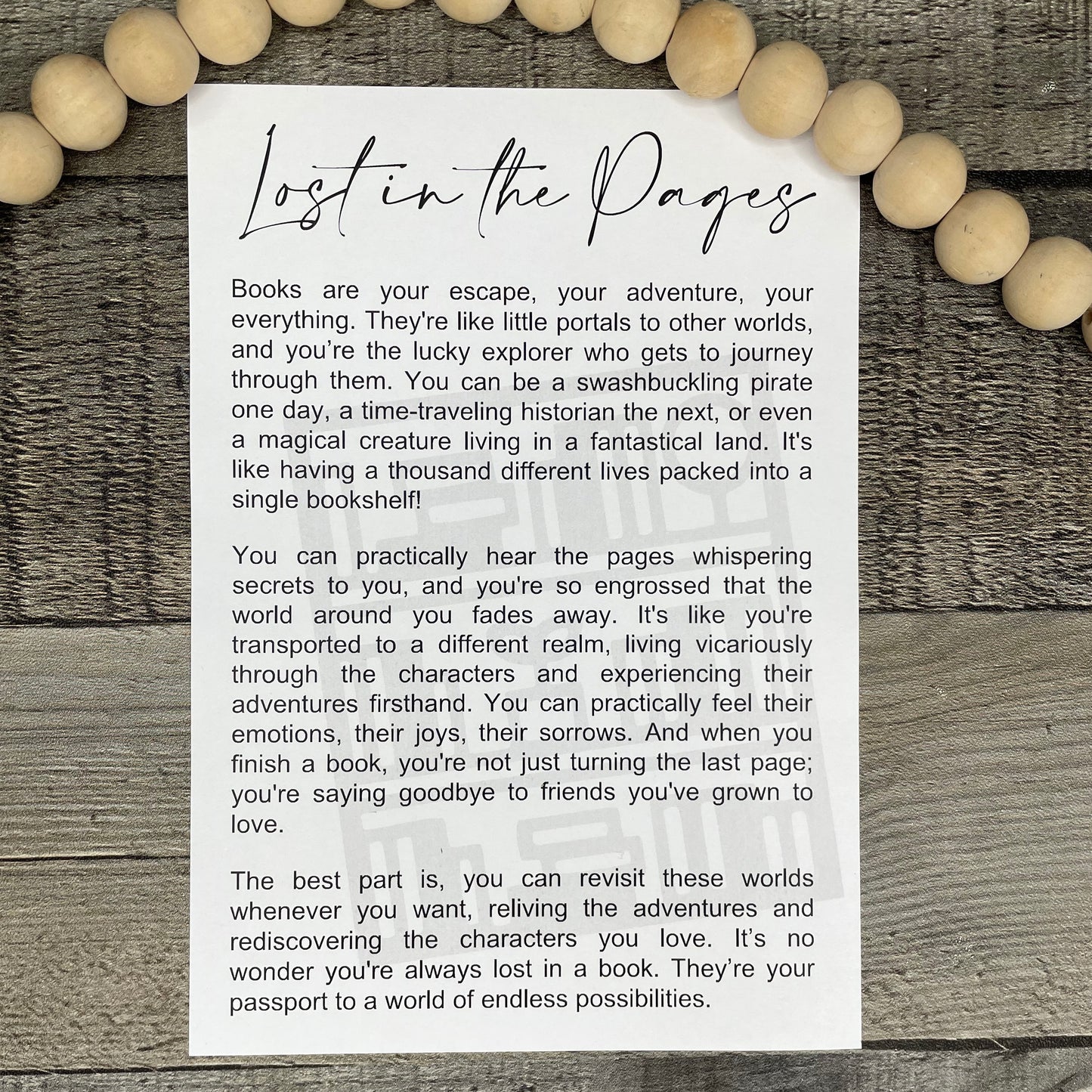 Lost In The Pages Story Card
