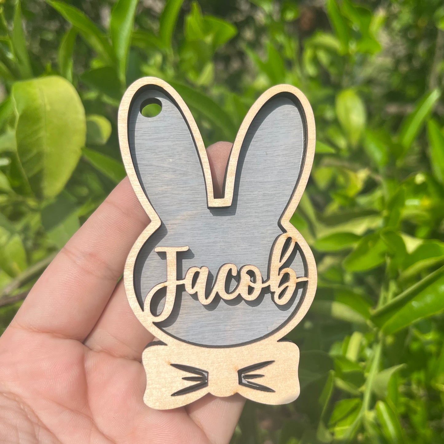 Boy Easter Bunny Wood Bag Tag
