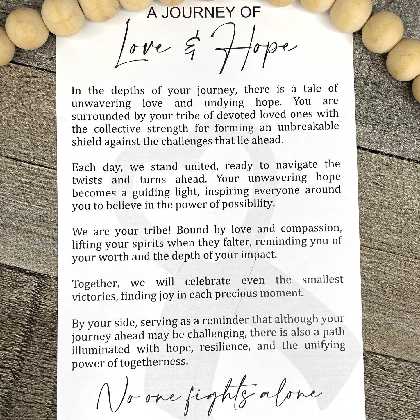 A Journey of Love & Hope Story Card