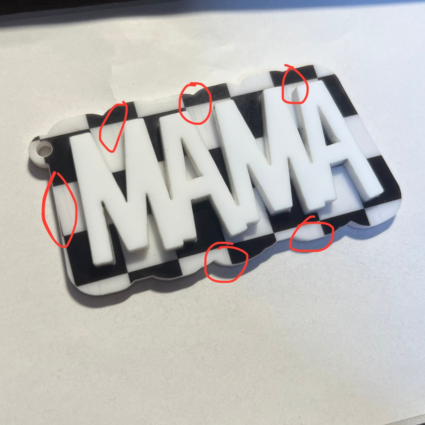 Checkered Mama Block Acrylic Keychain