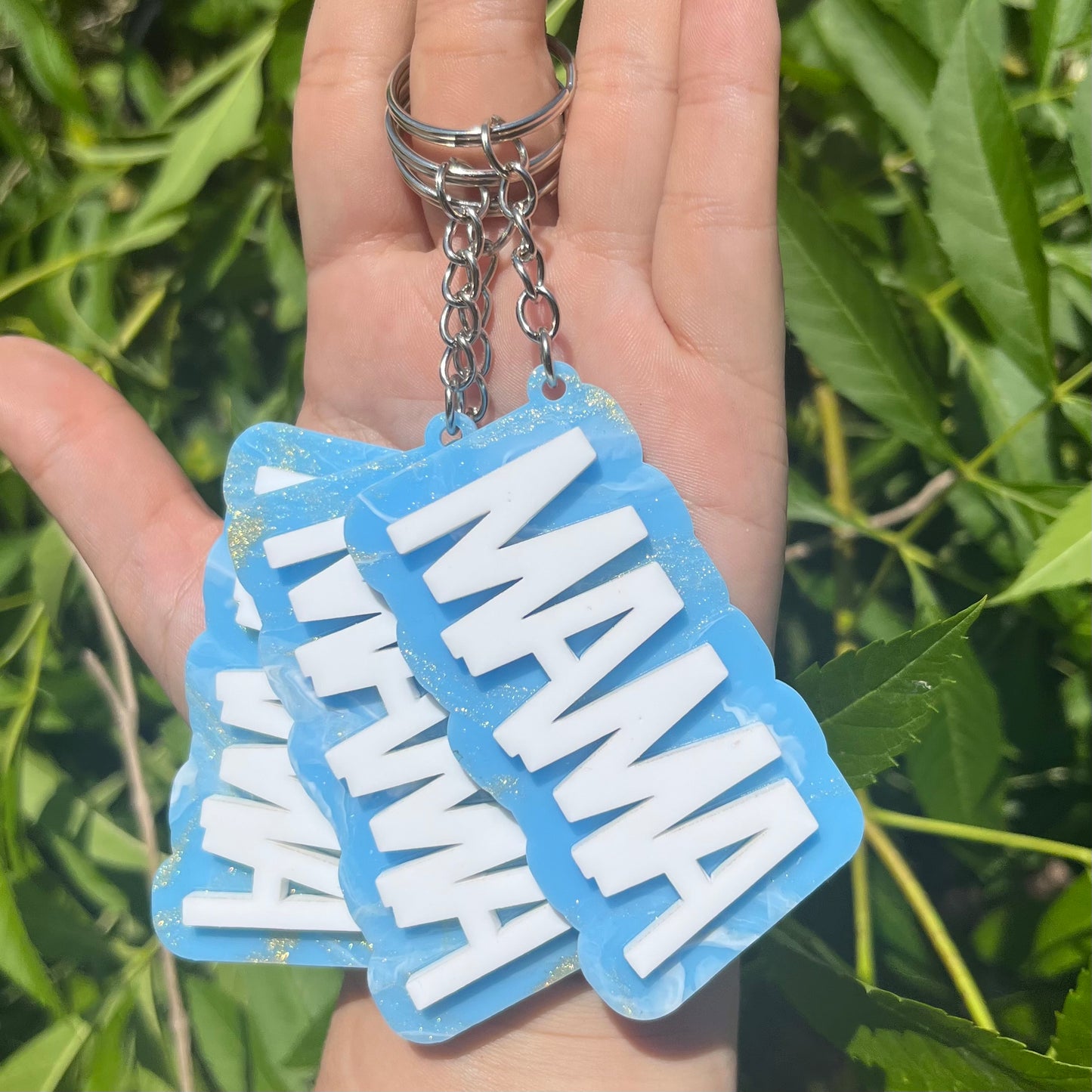 Baby Blue Marble Block Acrylic Keychain