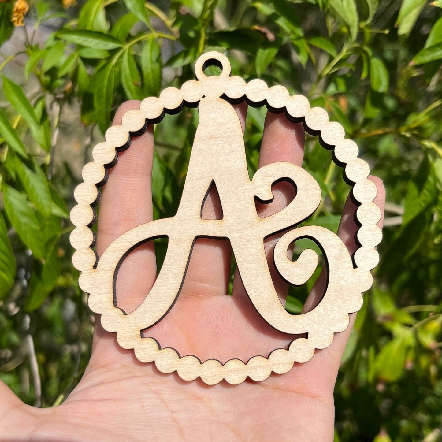 Scallop Letter Car Charm Ornament