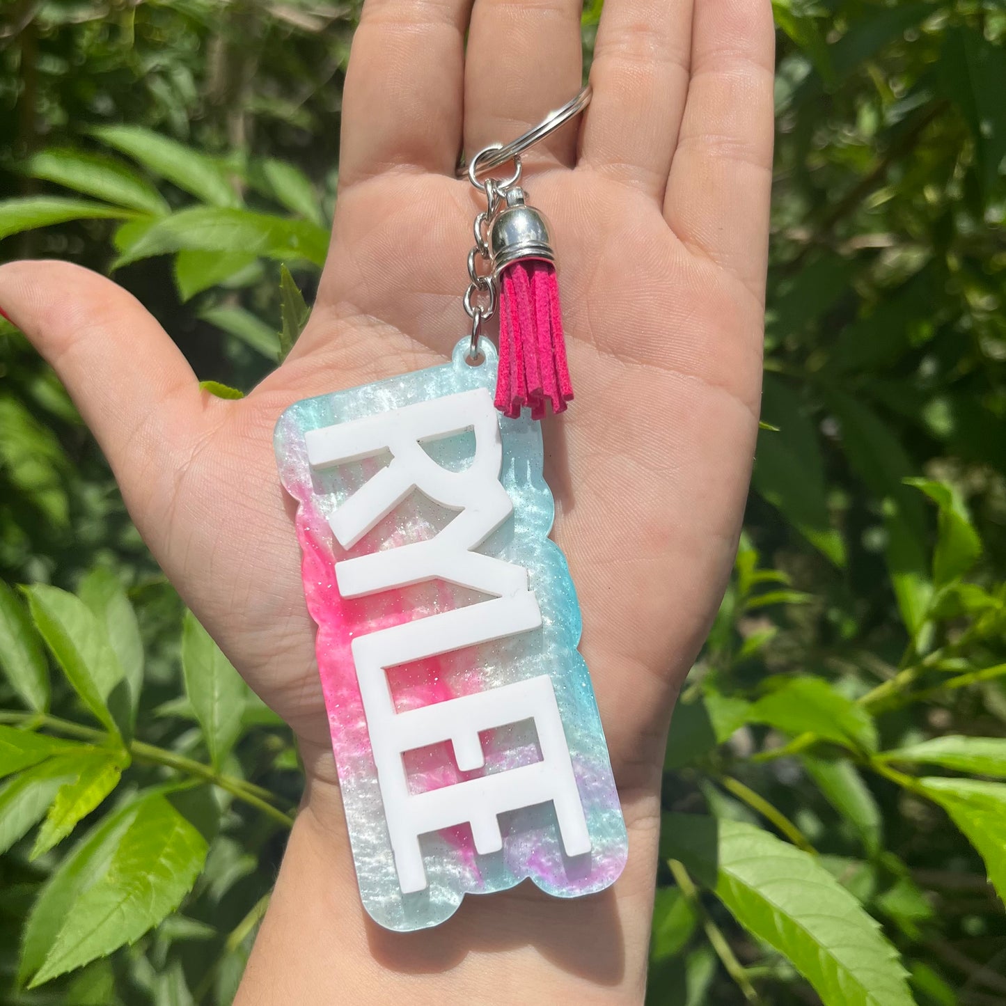 Cotton Candy Marble Acrylic Keychain