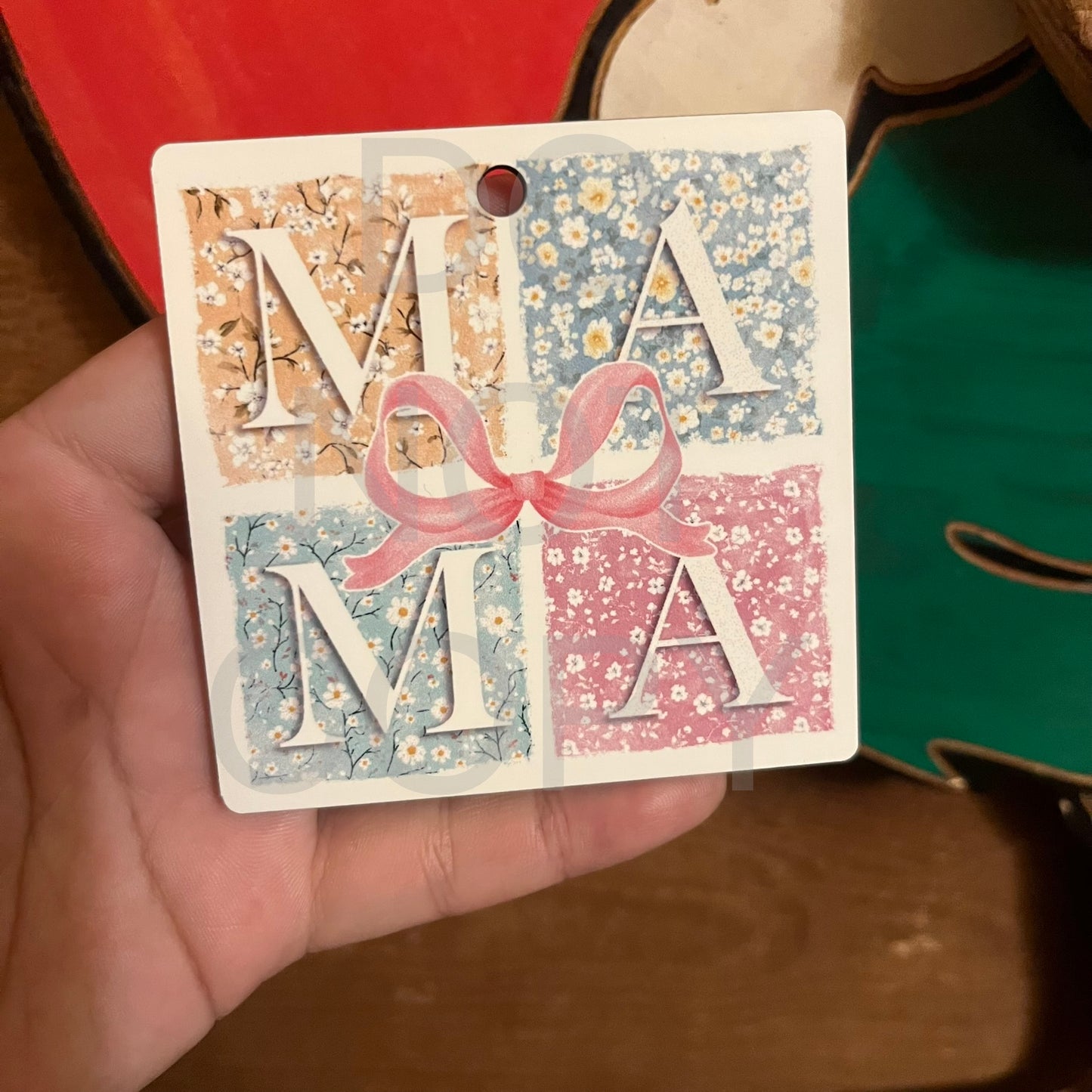 Mama Floral Pastel MDF Keychain