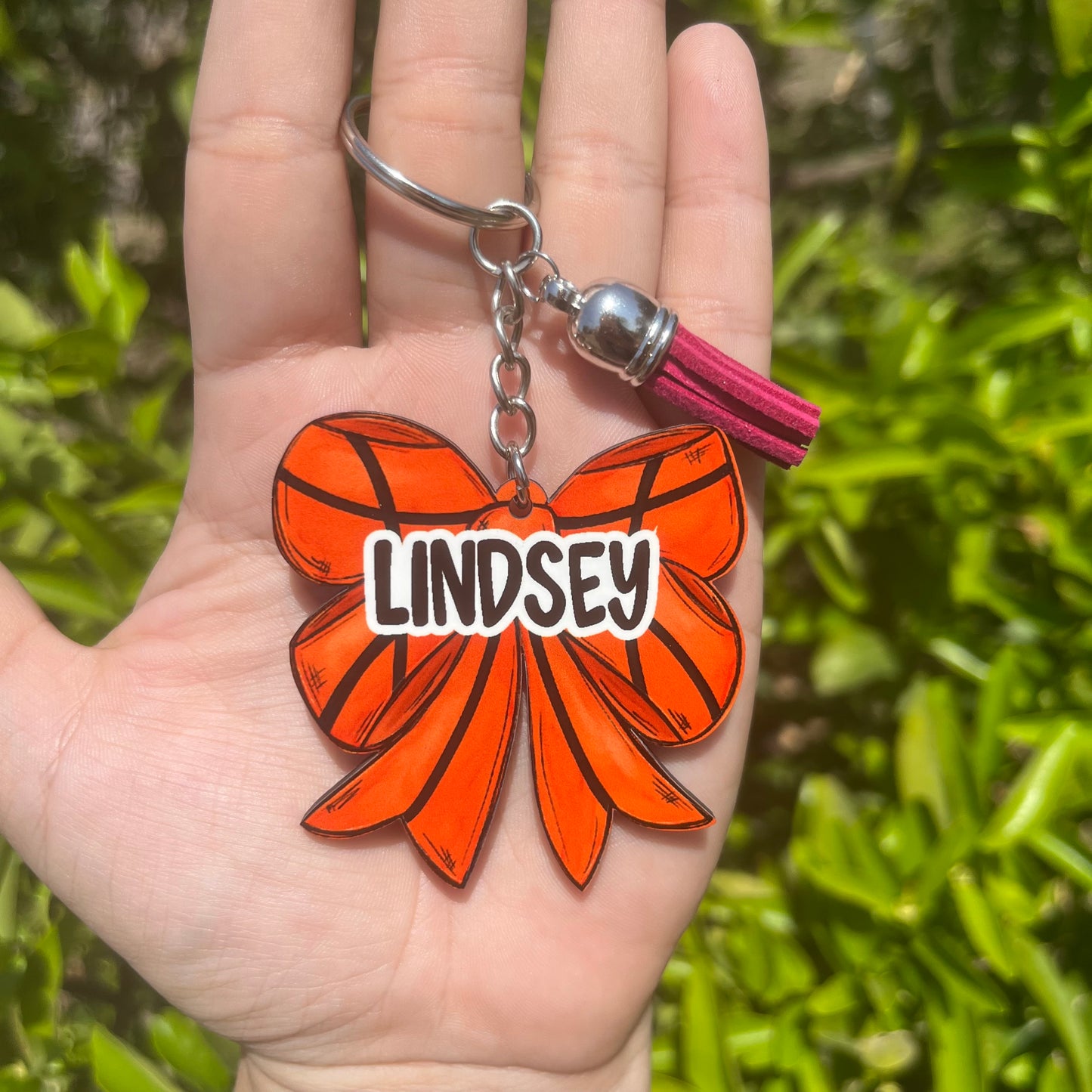 Basketball Bow MDF Keychain