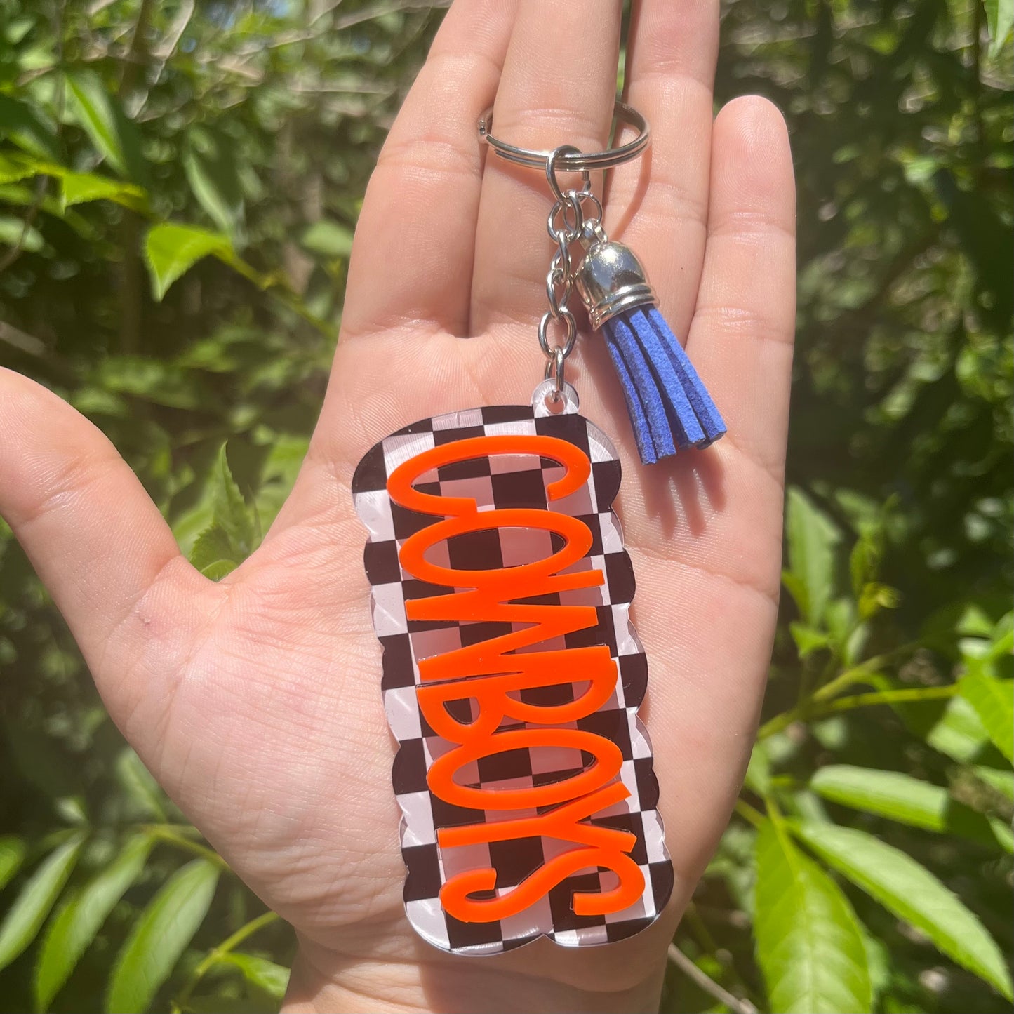 Checkered Print Mascot Acrylic Keychain