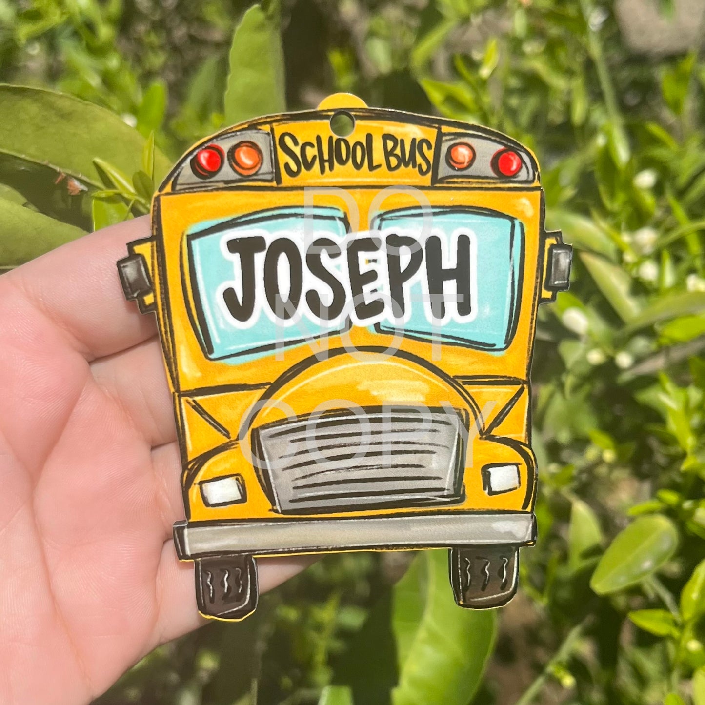 School Bus MDF Bag Tag