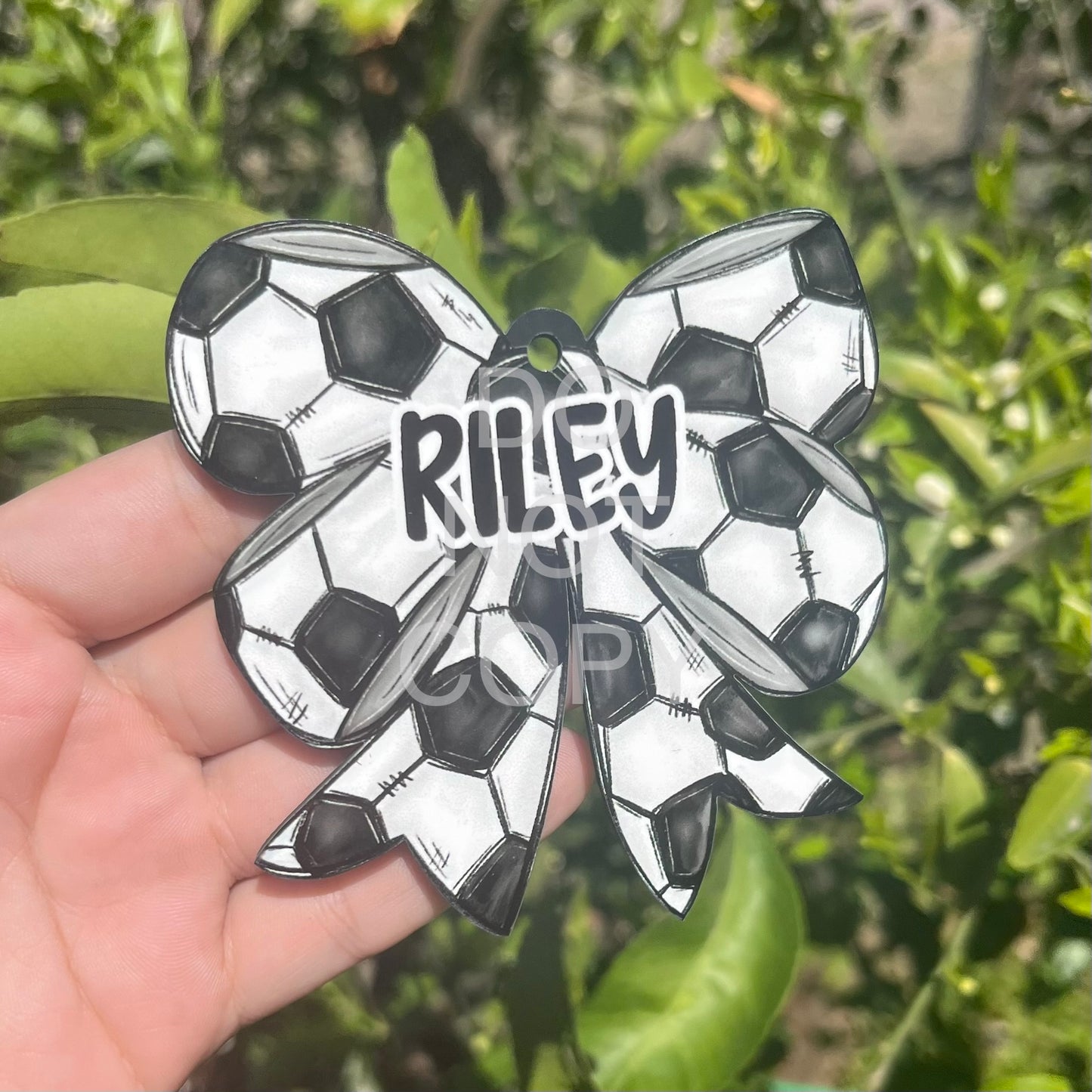 Soccer Bow MDF Bag Tag