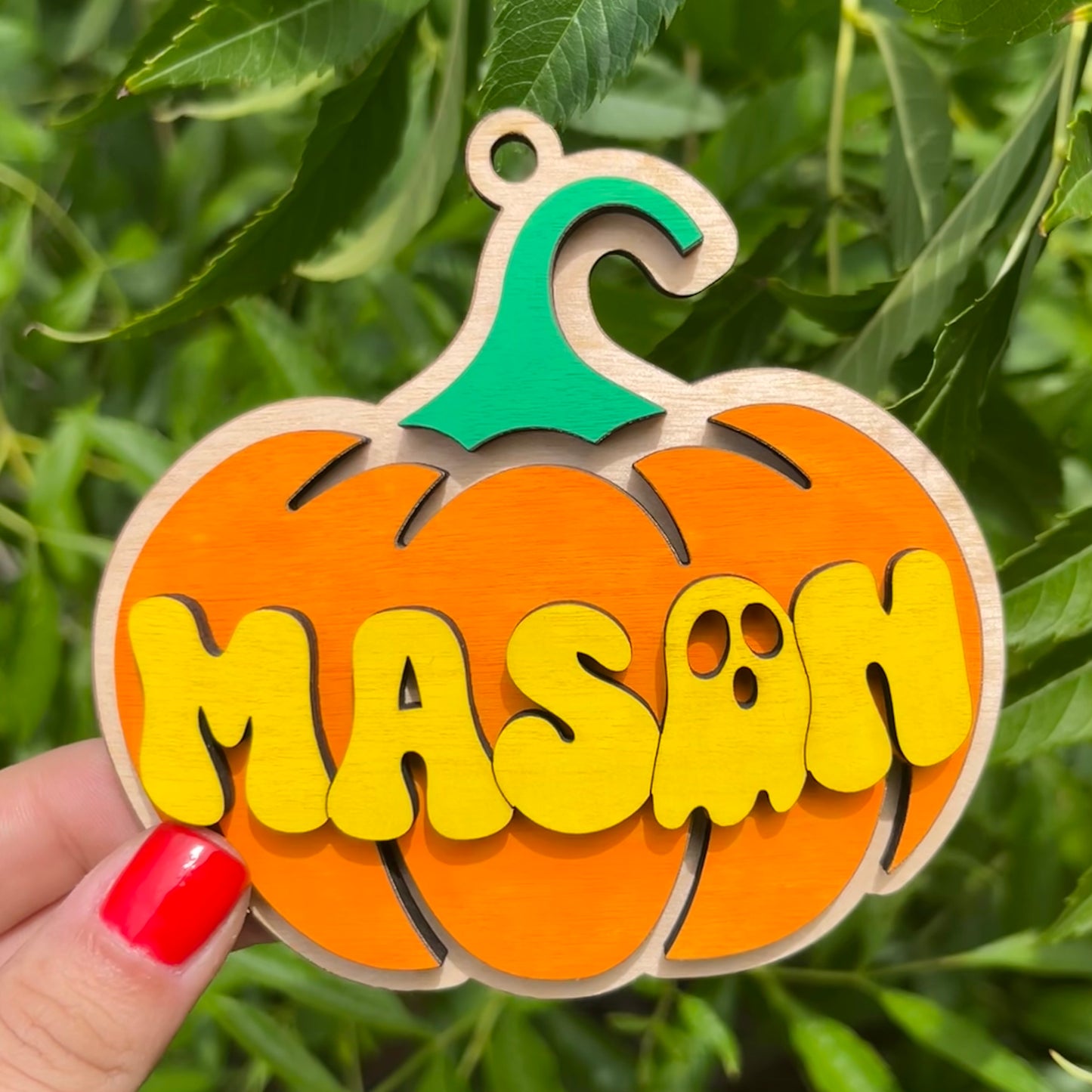 Pumpkin Wood Bag Tag