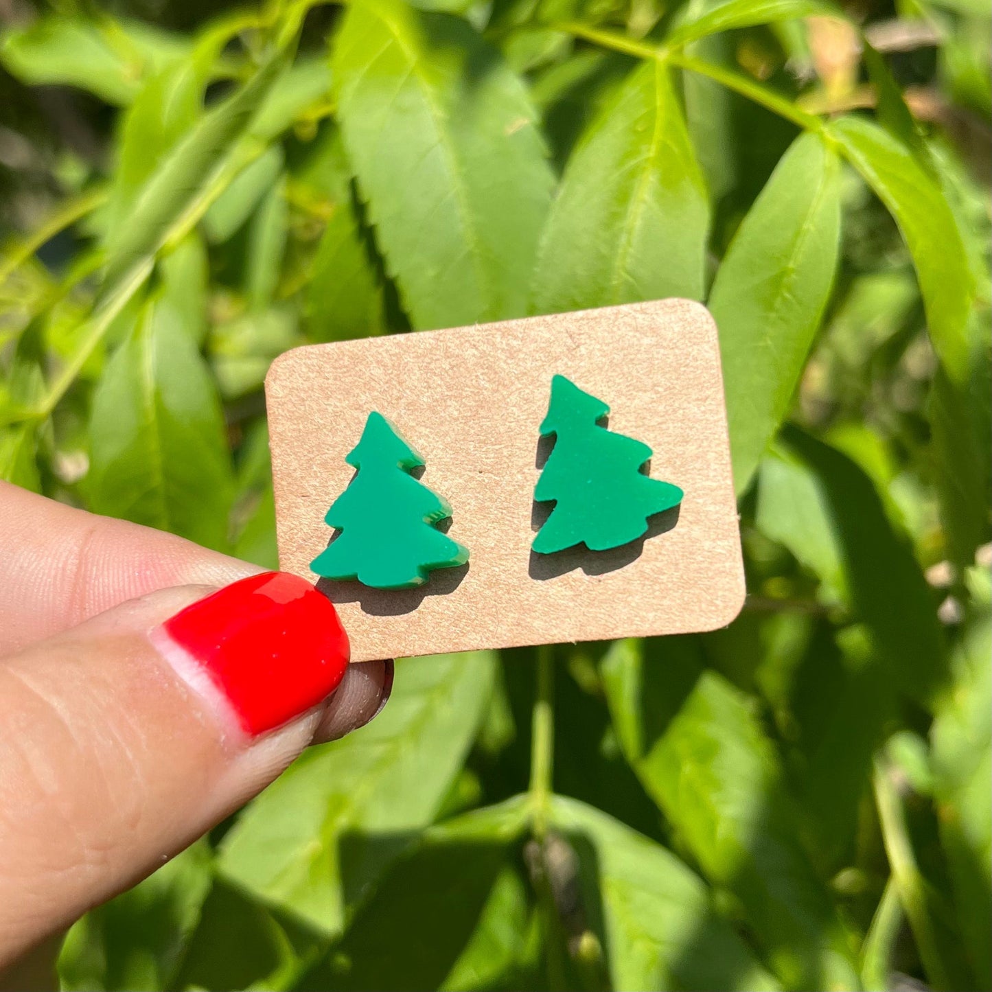 Green Christmas Tree Acrylic Stud Earrings