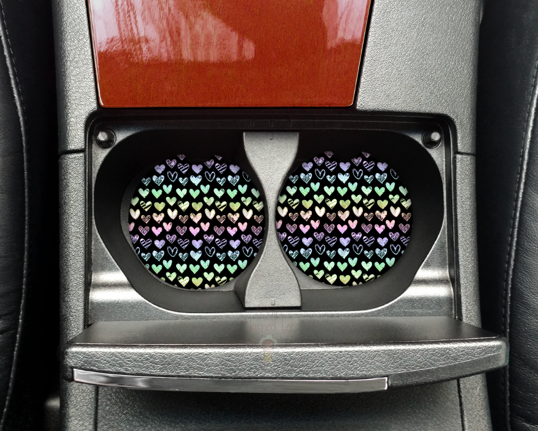 Rainbow Heart Car Coasters