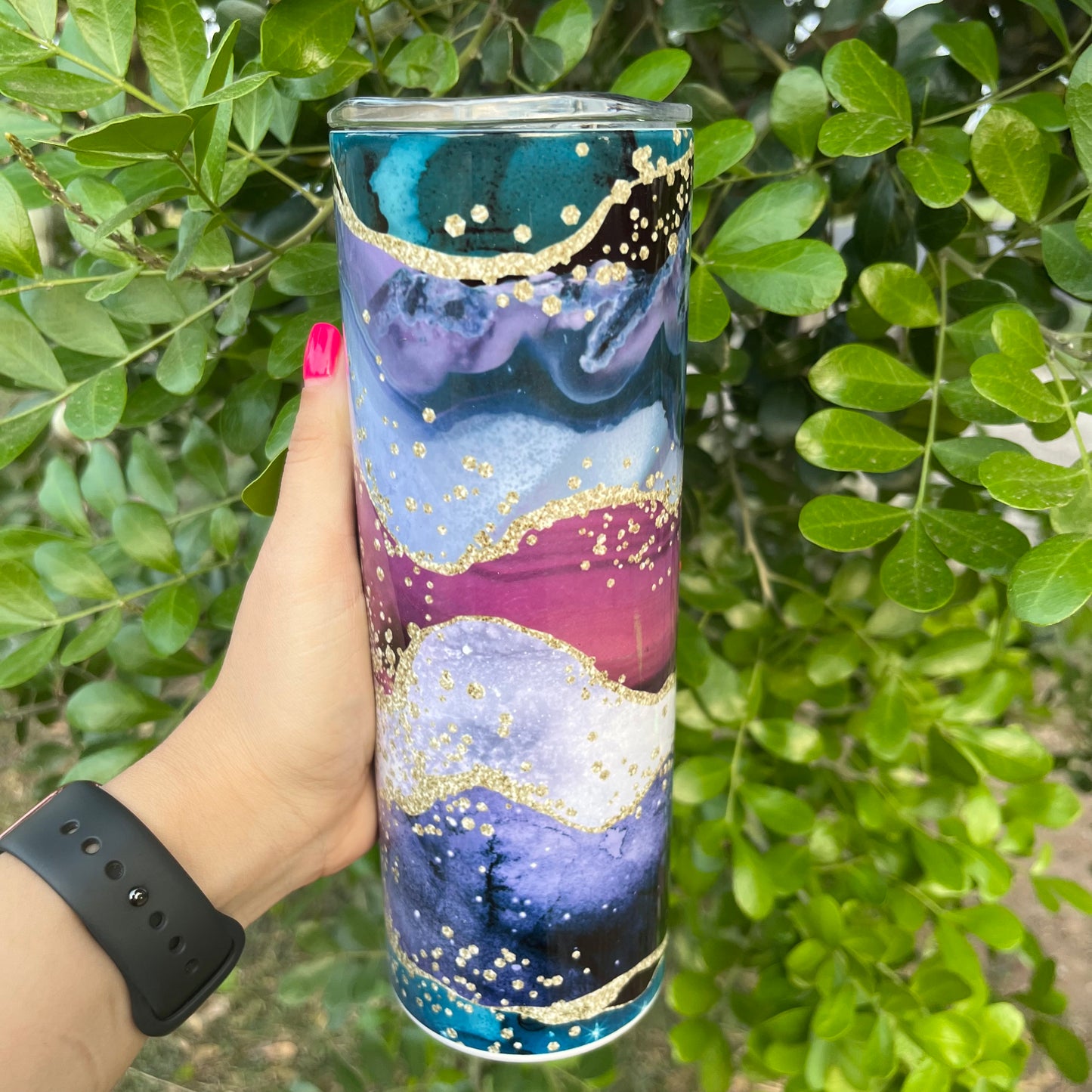 Purple Marble Gold Glitter 20oz Tumbler