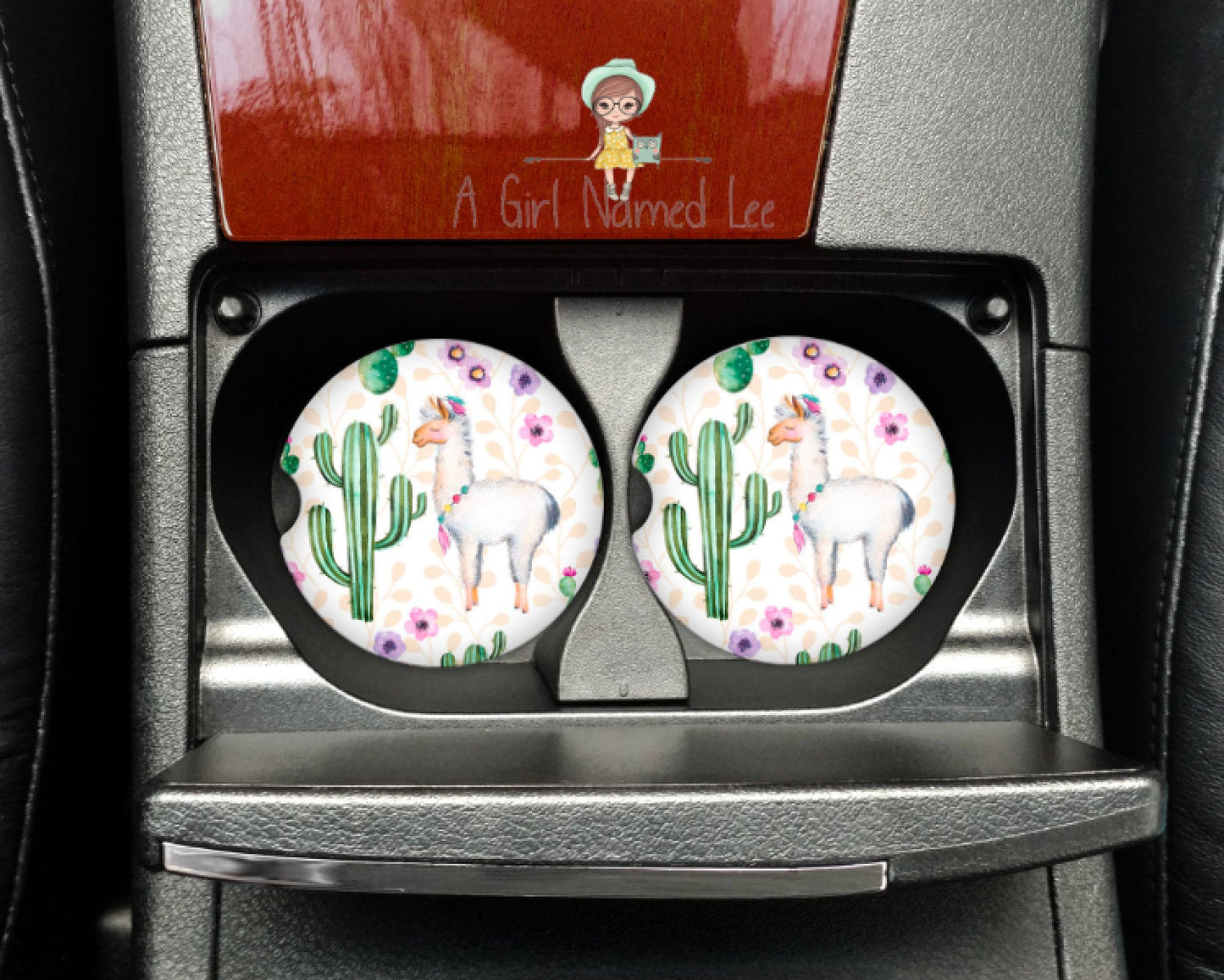 Cactus Llama Floral Car Coasters