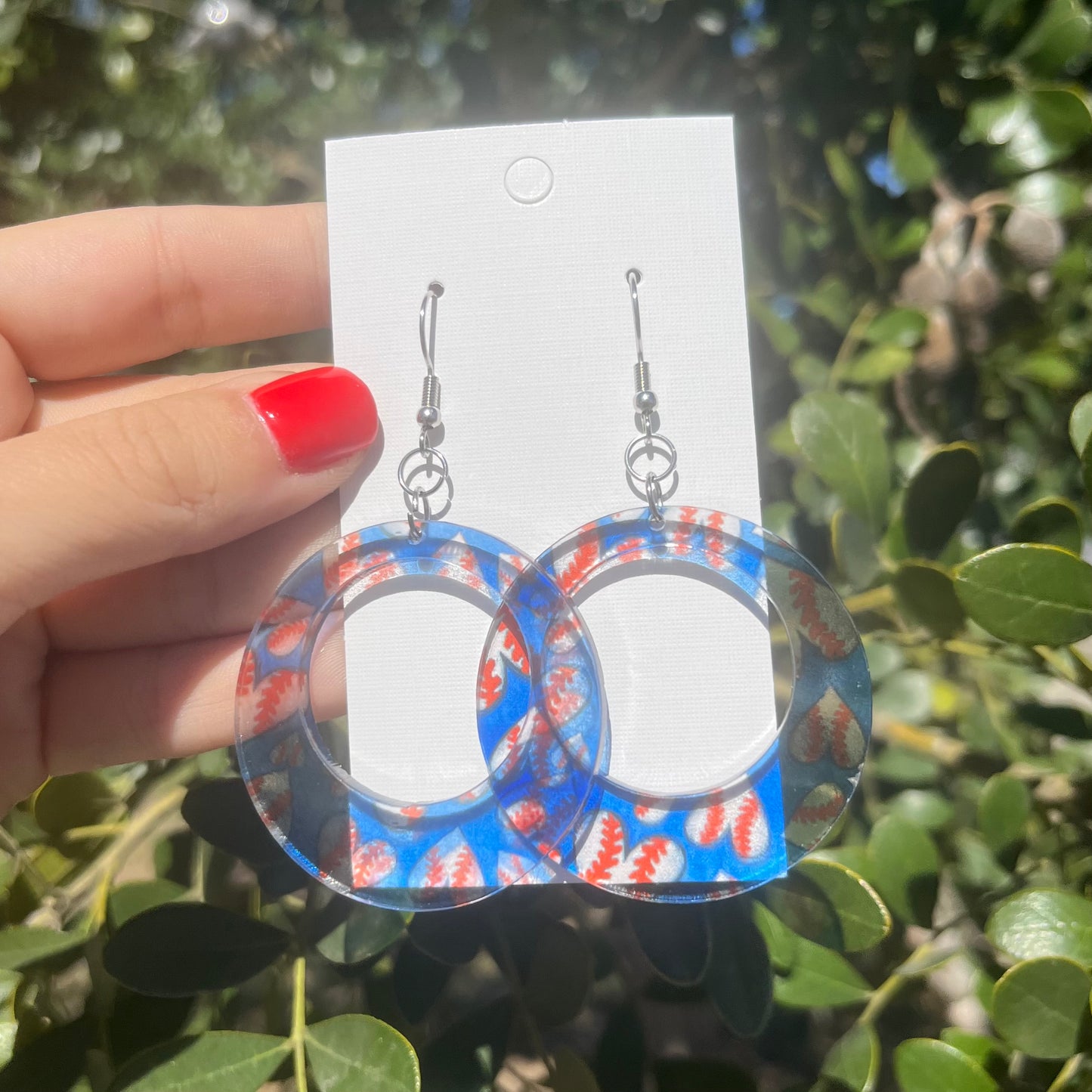 Baseball Hoop Dangle Earrings