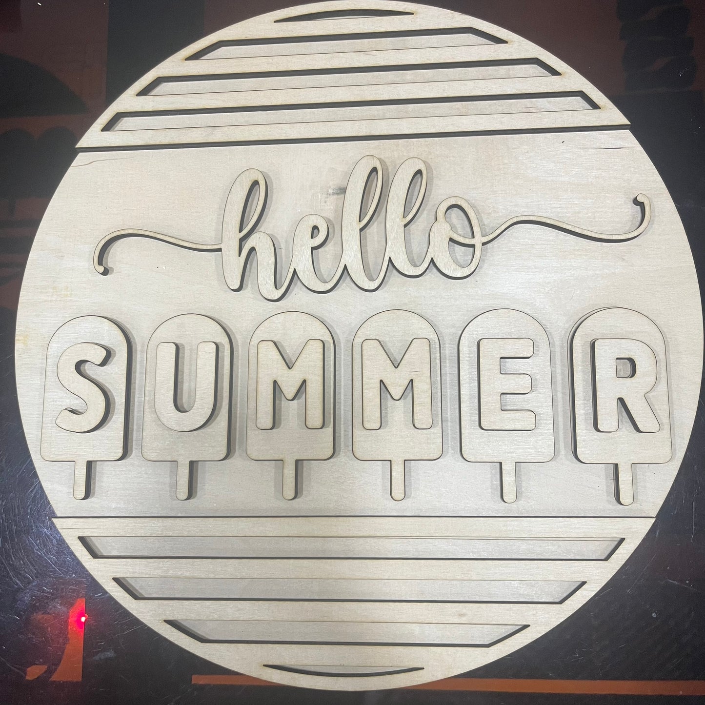 Hello Summer Popsicle Round Door Hanger