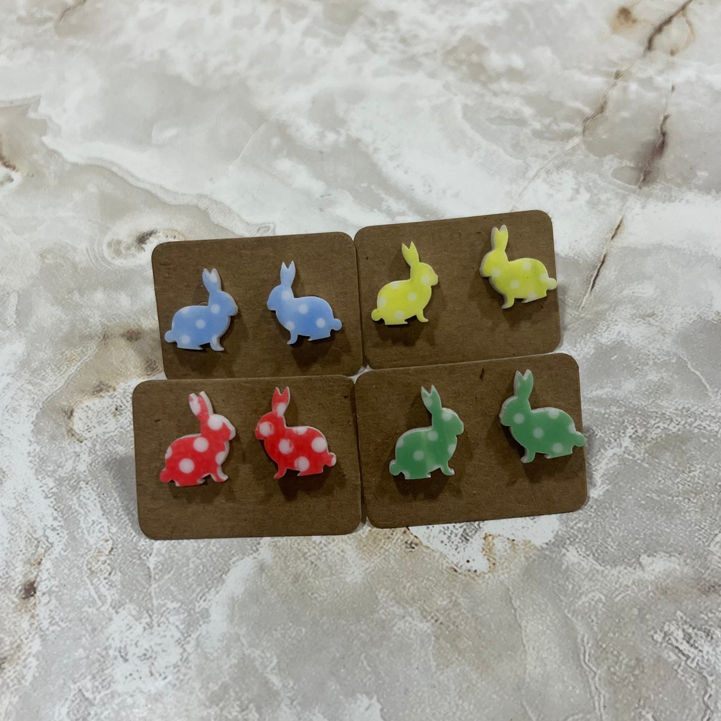 Easter Polka Dot Bunny Stud Earrings