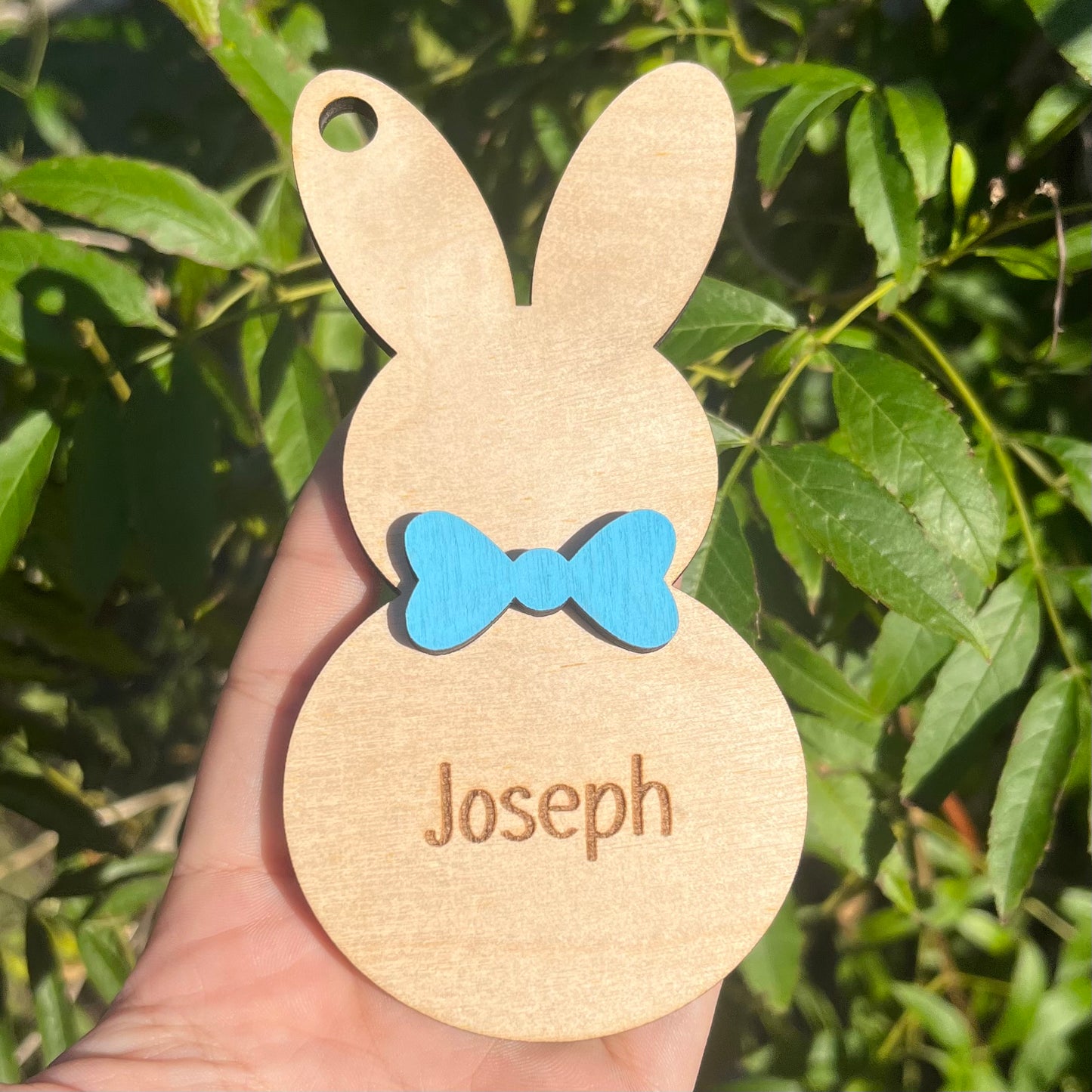 Easter Bunny Basket Tag With Painted Bow