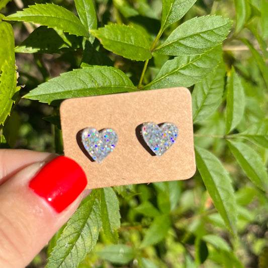 RTS Iridescent Glitter Acrylic Valentine’s Day SMALL Earring Studs
