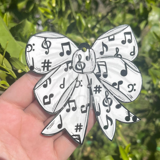 Music Note Bow MDF Bag Tag