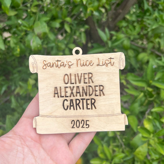 Santa's Nice List Wood Ornament