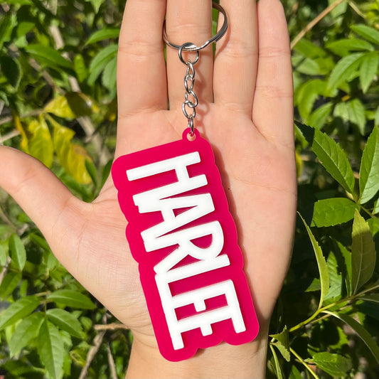 Rose Red and White Block Acrylic Keychain