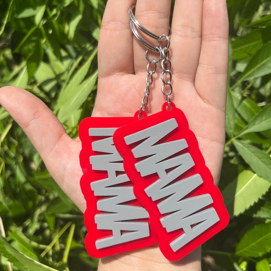 Red and Gray Block Acrylic Keychain