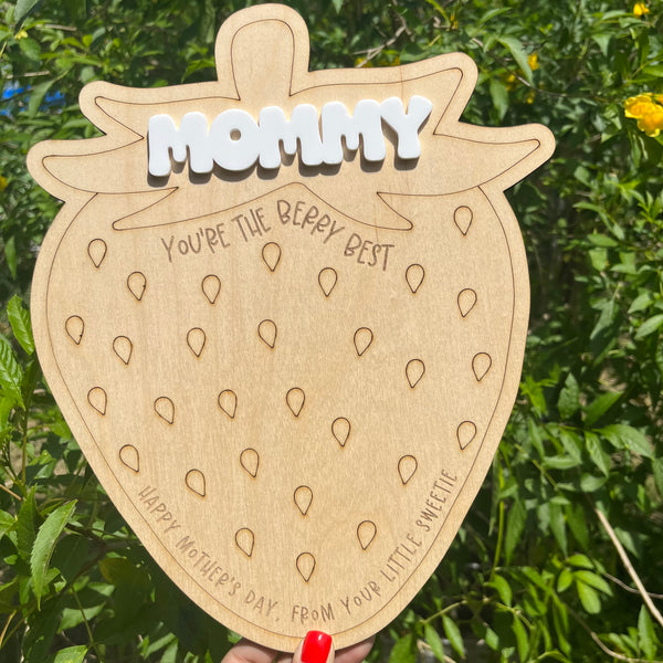 Mom You're The Berry Best Strawberry Handprint Mother's Day Sign