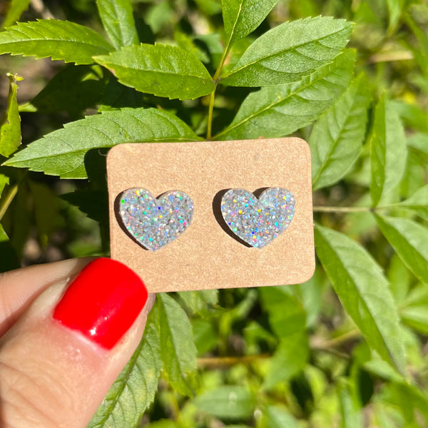 RTS Iridescent Glitter Acrylic Valentine’s Day MEDIUM Earring Studs