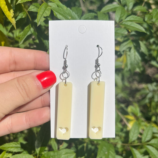 Ivory Heart Bar Dangle Earrings