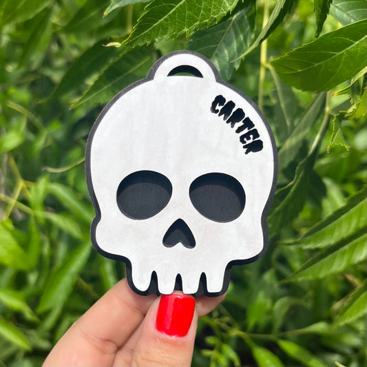 Skull Wood Bag Tag
