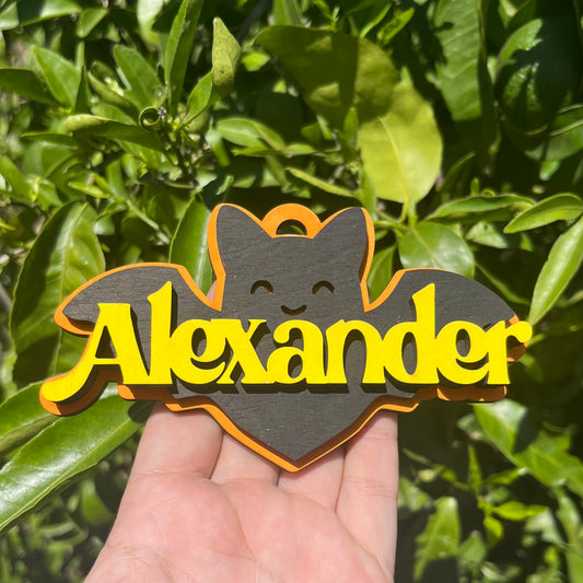 Bat Wood Bag Tag