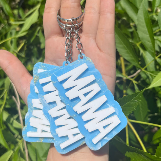 Baby Blue Marble Block Acrylic Keychain