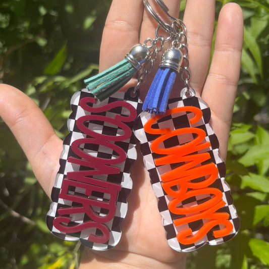 Checkered Print Mascot Acrylic Keychain