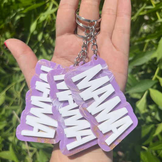 Purple Marble Block Acrylic Keychain