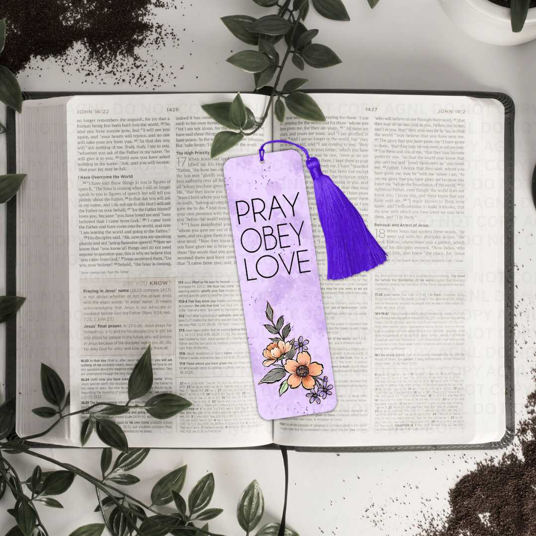 Pray Obey Love Bookmark With Tassel