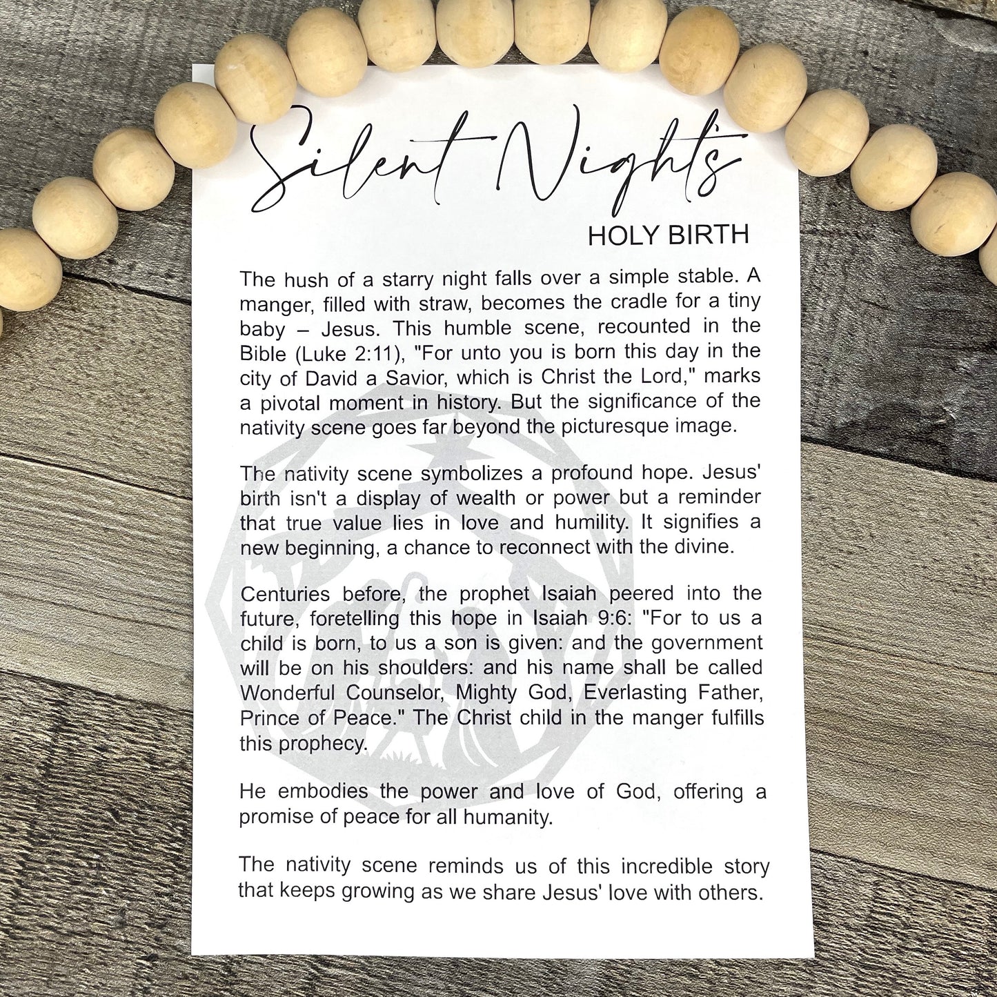 Silent Night's Holy Birth Story Card