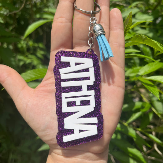 Purple Block Acrylic Keychain
