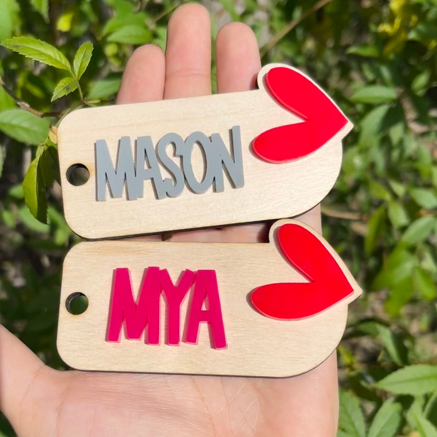 Valentine’s Day Wood With Acrylic Tags