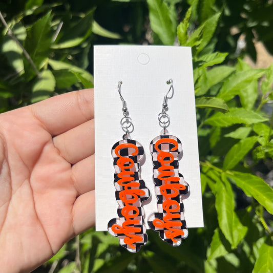 Checkered Print Mascot Acrylic Dangle Earrings