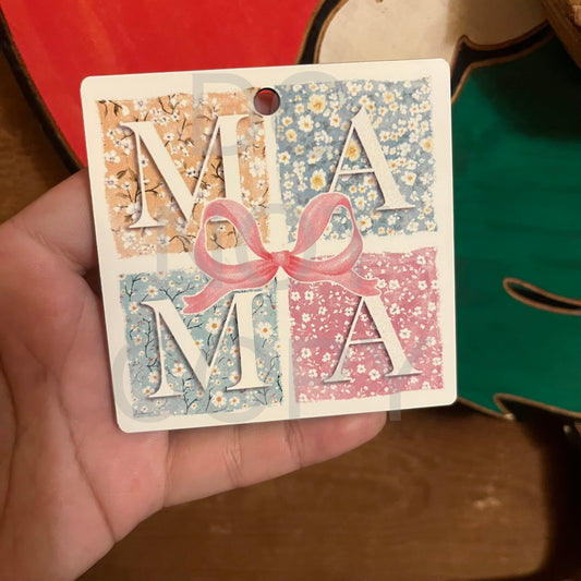 Mama Floral Pastel MDF Keychain