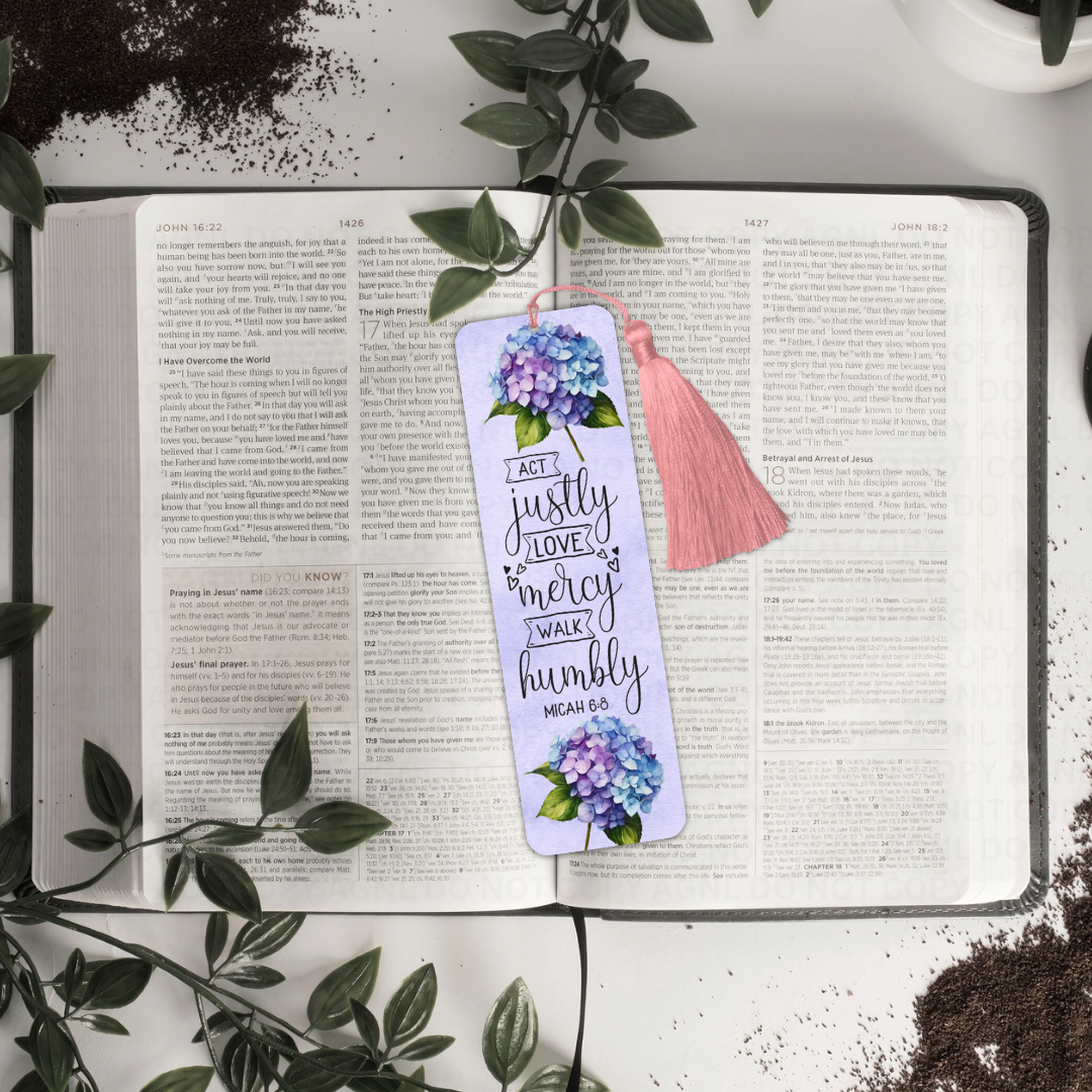 Act Justly Love Mercy Walk Humbly Micah 6:8 Bookmark With Tassel