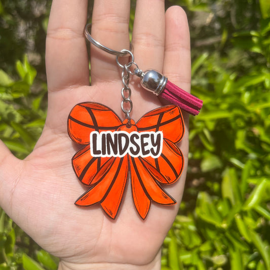 Basketball Bow MDF Keychain