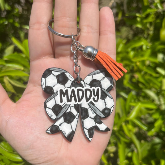 Soccer Bow MDF Keychain