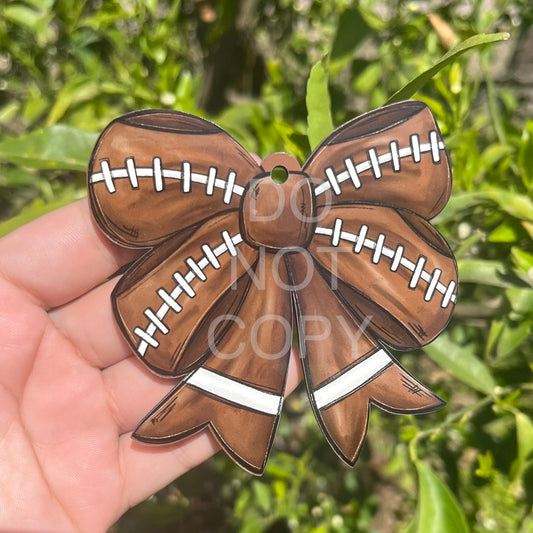 Football Bow MDF Bag Tag