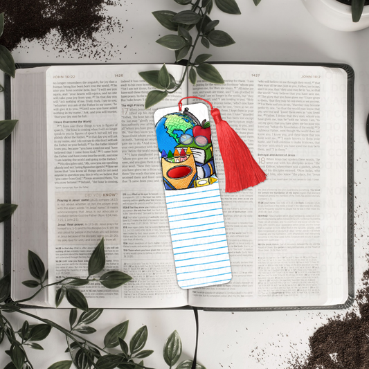 Teacher School Supplies Bookmark With Tassel