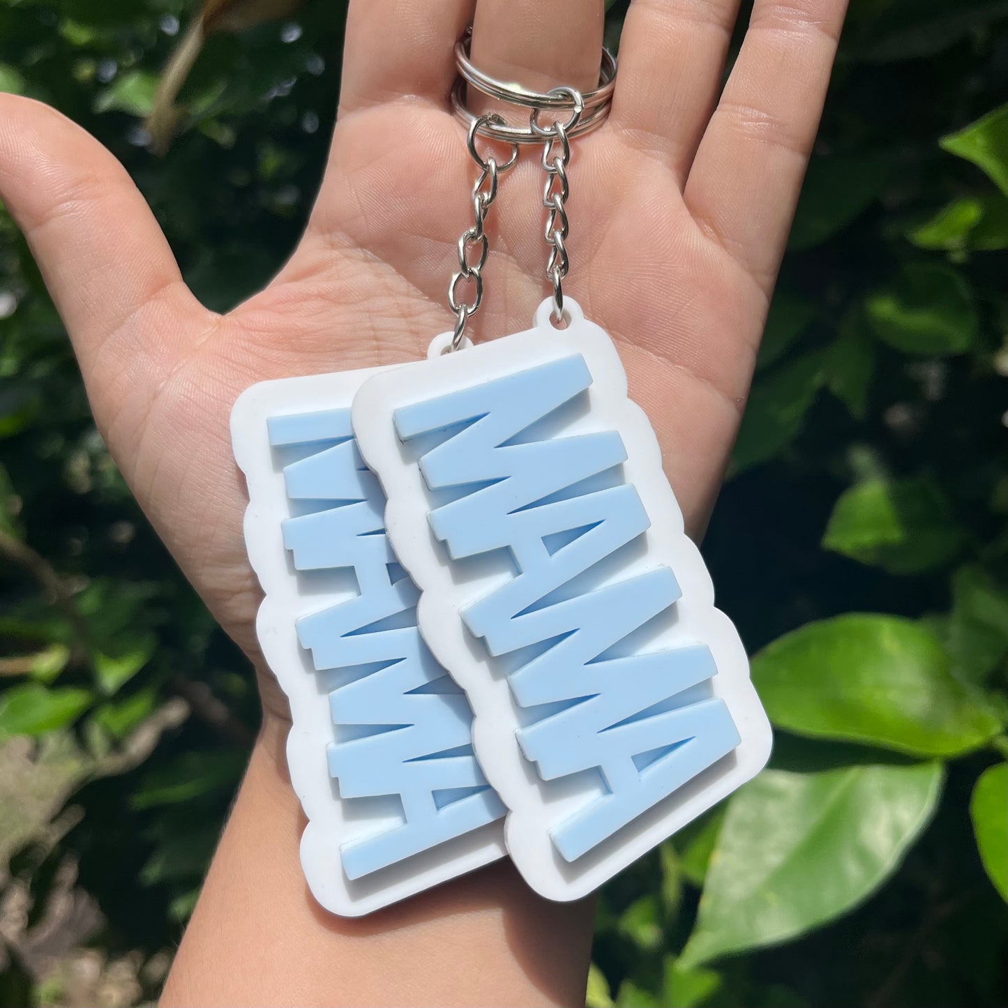 Pastel Blue and White Acrylic Keychain