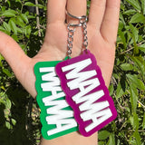 Purple and Green Mardi Gras Block Acrylic Keychain