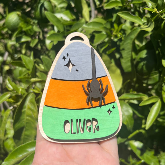 Spider Candy Corn Bag Tag