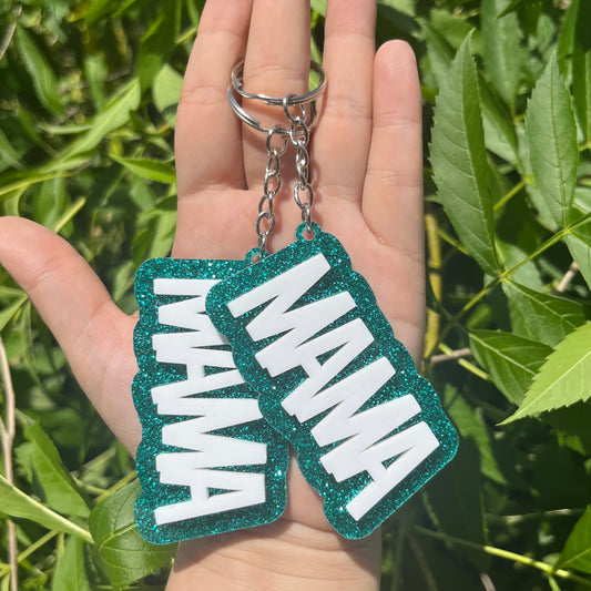 Teal Glitter Block Acrylic Keychain